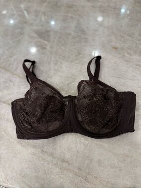 Ladies Wacoal 855186 Retro Chic Full Figure Underwire Lace Bra 36DD Brown/Gold